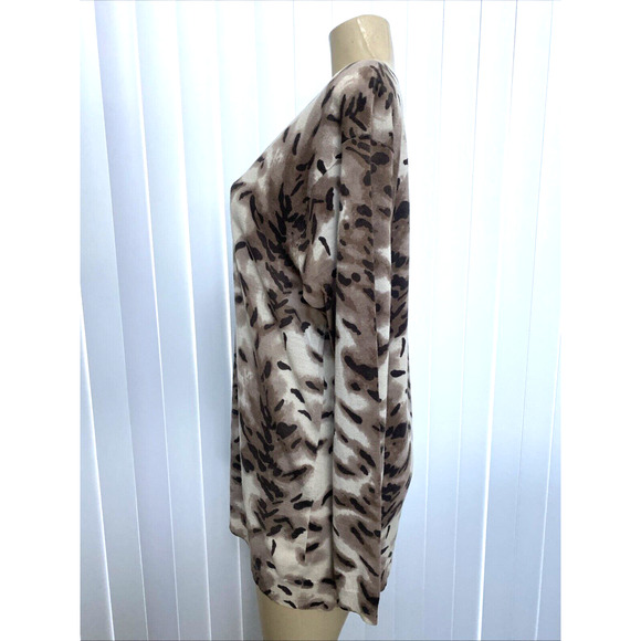 Adrienne Vittadini Sweater Top Animal Print V Neck Long Sleeve Pullover … - Picture 2 of 5